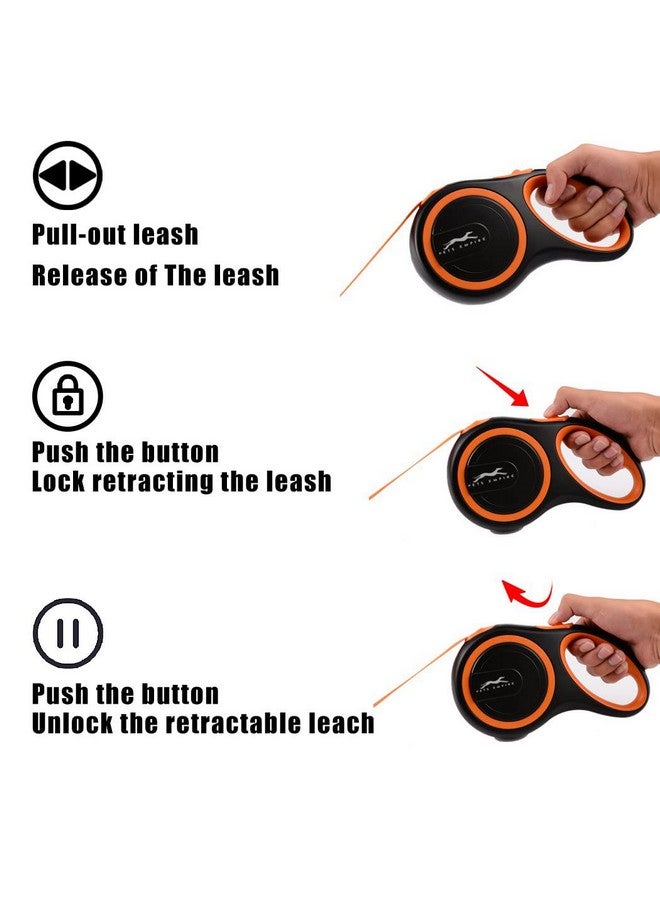 Pets Empire Retractable Dog Leash, 8M/16Ft Walking Jogging Training Leash With Polyester Tape For Medium To Large Dog Up To 50Kg/110Lbs, With Hand Grip And One Button Brake & Lock Orange Color  - Image 3