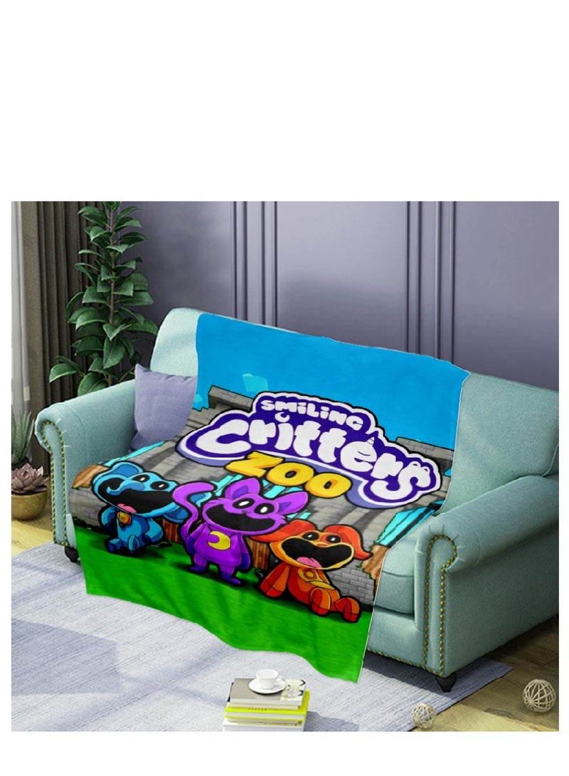 XiuWoo poppy playtime smiling crittersFlannel Throw Blanket  Super Soft Lightweight Air Conditioner Blanket Cooling Summer Blanket Towel Blanket For Couch  - Image 1