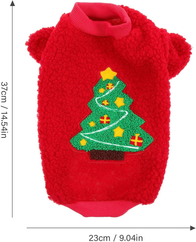 Christmas Dog Clothes Windproof Thick Plush Xmas Pet Costume Crimson Extra Large Winter Warm Puppy Garment for Holiday Party - Image 2