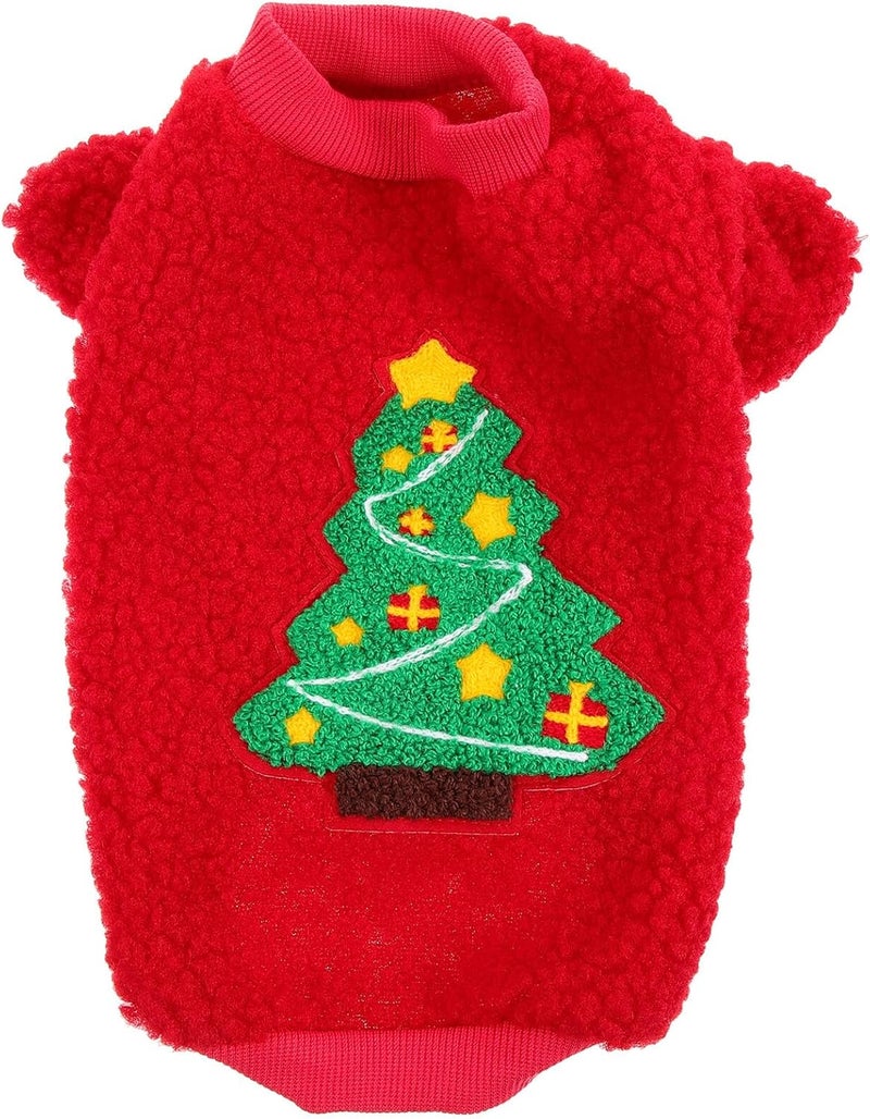 Christmas Dog Clothes Windproof Thick Plush Xmas Pet Costume Crimson Extra Large Winter Warm Puppy Garment for Holiday Party - Image 1
