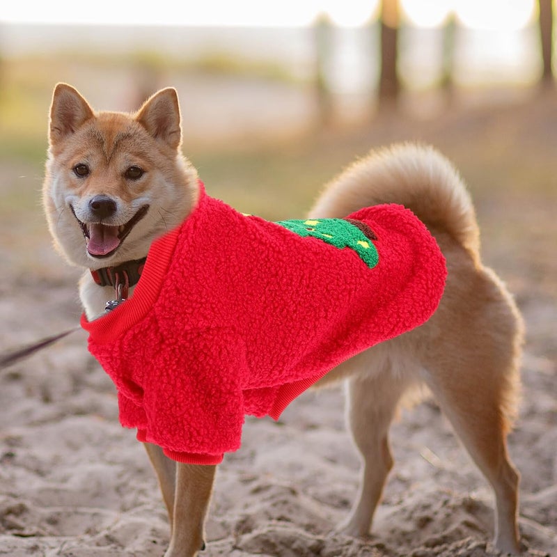Christmas Dog Clothes Windproof Thick Plush Xmas Pet Costume Crimson Extra Large Winter Warm Puppy Garment for Holiday Party - Image 5
