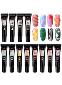 EBANKU EBANKU 12 Colors 5D Carving Nail Gel Polish Soft Candy Nail Sculpture Painting Gel Soak Off Cute Jelly Macaron Modeling Glue for DIY Nail Art Designs  - Image 1