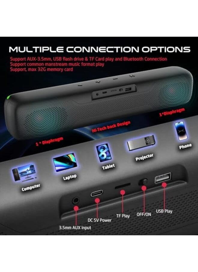 Dominator Blaze 10W*2 Wireless Sound Bar With 3000Mah Battery V5.3 Rgb Lights Tws And More 6 Lighting Models Aux In Tf Usb 3 4 Hours Playtime Black