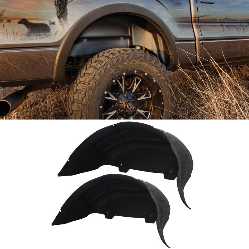 واحد دويوي واقيات العجلات الخلفية الداخلية السوداء متوافقة مع فورد F150 2015-2020 لن تناسب رابتور