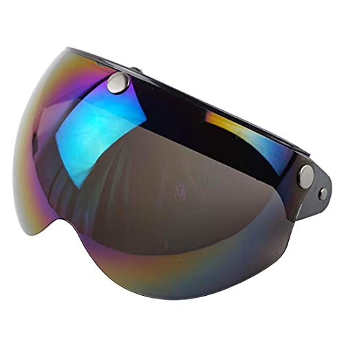 VCOROS Universal 3Snap Retro Helmet Visor Open Face Motorcycle Helmets ShieldRainbow