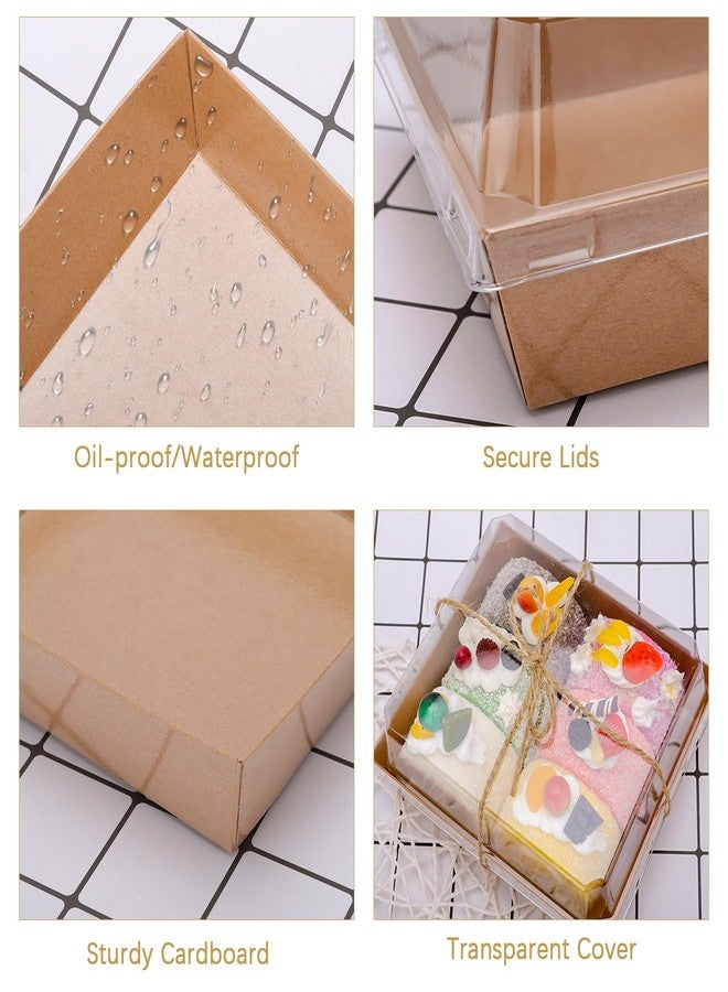 ylnurac 100 Pack Charcuterie Boxes with Clear Lids - To Go Paper Mini Charcuterie Box, Disposable Food Containers, 5Inch Dessert Boxes for Sandwich, Cookie, Sushi, Cake Slice, Strawberries (Brown) - Image 5