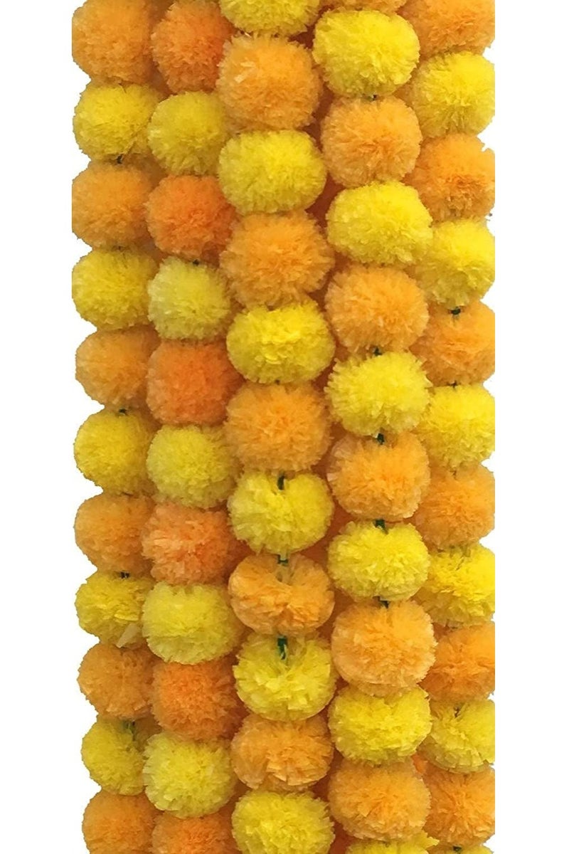 Shreeji Artificial Marigold Garland – Pack of 5, 5.1 ft Each | 34 Flowers per String | 3-Inch Blooms – Largest & Longest in Market | Indian Festival & Wedding Decor - Image 1