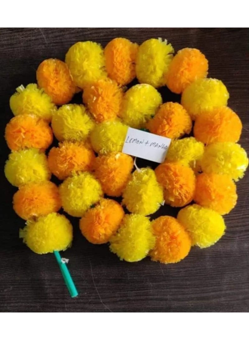 Shreeji Artificial Marigold Garland – Pack of 5, 5.1 ft Each | 34 Flowers per String | 3-Inch Blooms – Largest & Longest in Market | Indian Festival & Wedding Decor - Image 3