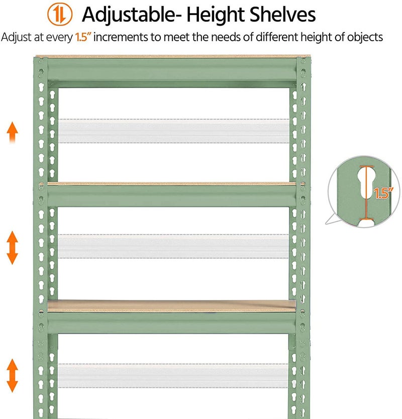 STAR WORK Adjustable Racking Shelves Multipurpose Storage RackFREE Drawer Shelf Liner 30 X 60 CM 5 sheet 5 SECTION Olive 63 x 24 x 12 INCH H x W x DCrc Mild SteelHigh Desnity MDFGreen - Image 2