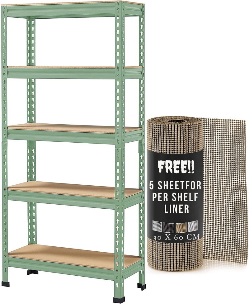 STAR WORK Adjustable Racking Shelves Multipurpose Storage RackFREE Drawer Shelf Liner 30 X 60 CM 5 sheet 5 SECTION Olive 63 x 24 x 12 INCH H x W x DCrc Mild SteelHigh Desnity MDFGreen - Image 1
