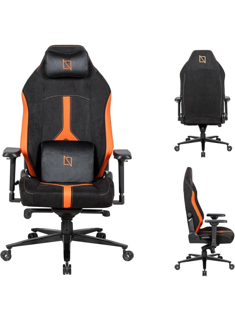نافوديسك كرسي ألعاب Navodesk Apex Pro Max Evo Series بظهر مرتفع، مساند ذراعين معدنية قابلة للتبديل (MAG) رباعية الأبعاد (4D)، دعم قطني رباعي الاتجاهات، نظام هيدروليكي من الفئة الرابعة (Class 4)، إمكانية الإمالة حتى 155 درجة، قماش HyperSuede، لون برتقالي ناري (Flaming Orange) | APEXMAX-EVO-FLO - Image 3