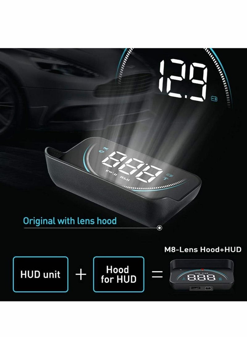 Generic HUD Display lesgos Vehicle Speedometer Head Up Display with Hood Speed Warning HUD Projector for Cars and Trucks with OBD II or EUOBD  - Image 5