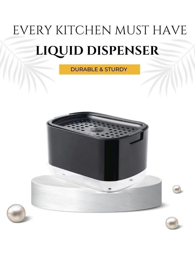  راك ستور  Rack Store Dish Soap Dispenser With Sponge Holder 2 in 1 Countertop Dish Wash Kitchen Liquid Hand Pump Dispenser Black Colour  - Image 5