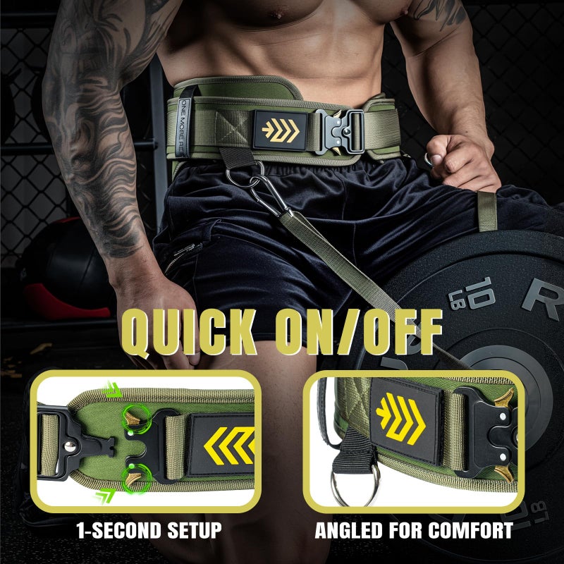 M MANUEKLEAR MANUEKLEAR 2-in-1 Weightlifting Belt & Dip Belt with 36.7 IN Rope, Double-Layer Weight Lifting Belts, Powerlifting Gym Weighted Belt for Pull Up Squat (Olive Drab, L(34-37in)) - Image 4
