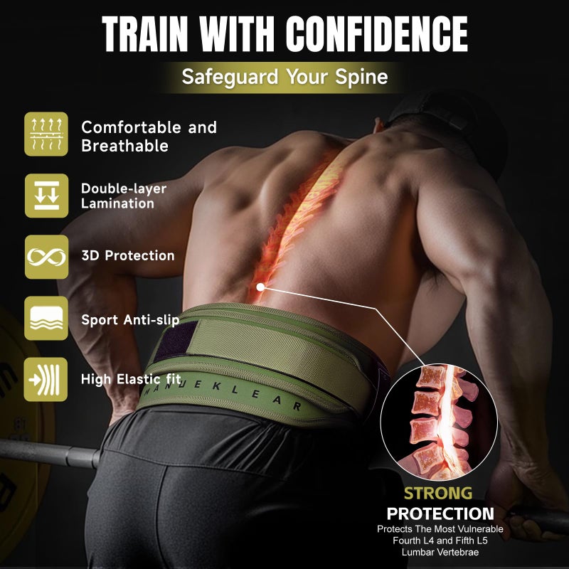 M MANUEKLEAR MANUEKLEAR 2-in-1 Weightlifting Belt & Dip Belt with 36.7 IN Rope, Double-Layer Weight Lifting Belts, Powerlifting Gym Weighted Belt for Pull Up Squat (Olive Drab, L(34-37in)) - Image 5