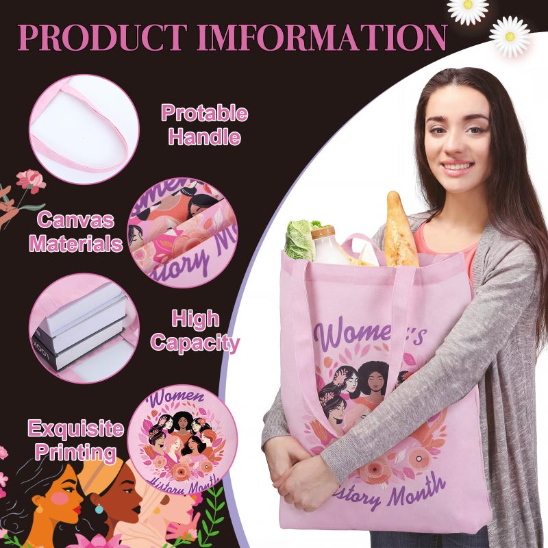 Wesnoy 12 Pcs Women's History Month Gifts for Women Feminism Canvas Tote Bags March International Womens Day Reusable Shopping Bags for Ladies Female Party Supplies - Image 5
