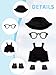 VVQUI 2PCS Doll Clothes Set for 17cm Dolls Stylish Outfit with 2 Hat 2 Overalls 2 Shoes 2 Glasses of Clothes Designer Cute Clothes for Dress up Unique Style BlackWhite Doll Not Included - Image 4