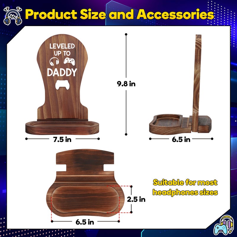 Slothoem Gamer Gifts for New Dad  New Expecting Dad First Fathers Day  New Dad Announcement  Best Birthday Gift for New Father  for Husband Soon-to-be-Dad  Gaming Wooden Headset Stand-Leveled Up To Daddy - Image 2