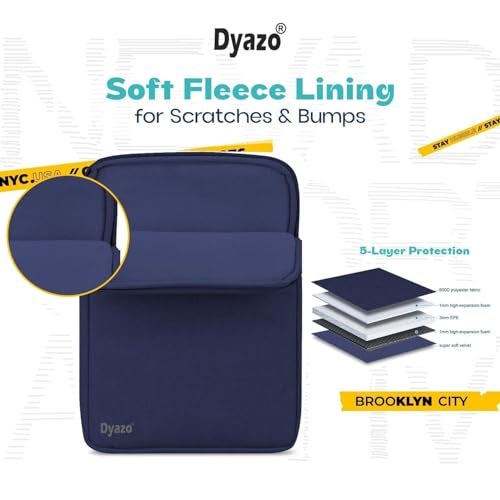 Dyazo 9-11.6 Inch Tablet Sleeve Bag | Soft Fleece Protective Case with Front Pocket | Water-Resistant Cover | Compatible for iPad Pro/Air/10th Gen, Samsung Tab S9/S8, Xiaomi Pad, OnePlus Pad (Blue) - Image 2