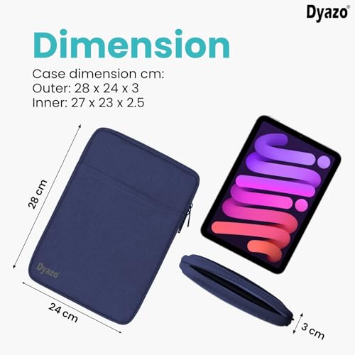 Dyazo 9-11.6 Inch Tablet Sleeve Bag | Soft Fleece Protective Case with Front Pocket | Water-Resistant Cover | Compatible for iPad Pro/Air/10th Gen, Samsung Tab S9/S8, Xiaomi Pad, OnePlus Pad (Blue) - Image 3