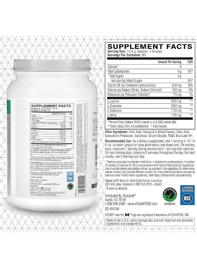 XTEND Original BCAA  Powder Zero Sugar With Electrolytes for Hydration & Muscle Repair,  Post-Workout Supplement, Lemon Lime Squeeze Flavor - 90 Servings - Image 3