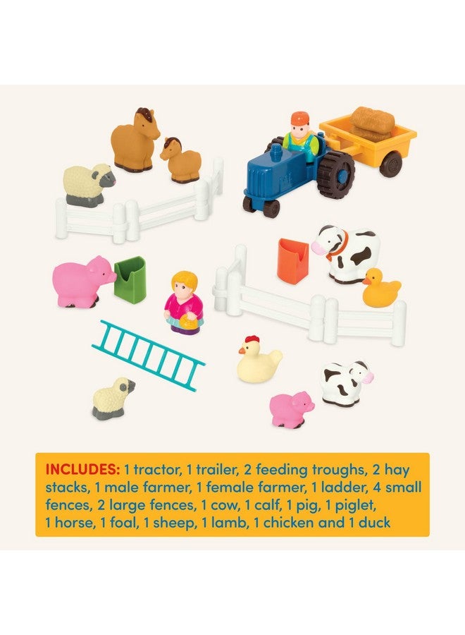 Battat Farm Animal Play Set - 25 Toy Farm Animals, Fences, Farmers, Tractor, Trailer & More for Toddlers 18 Months+ - Farm Playset - Image 4