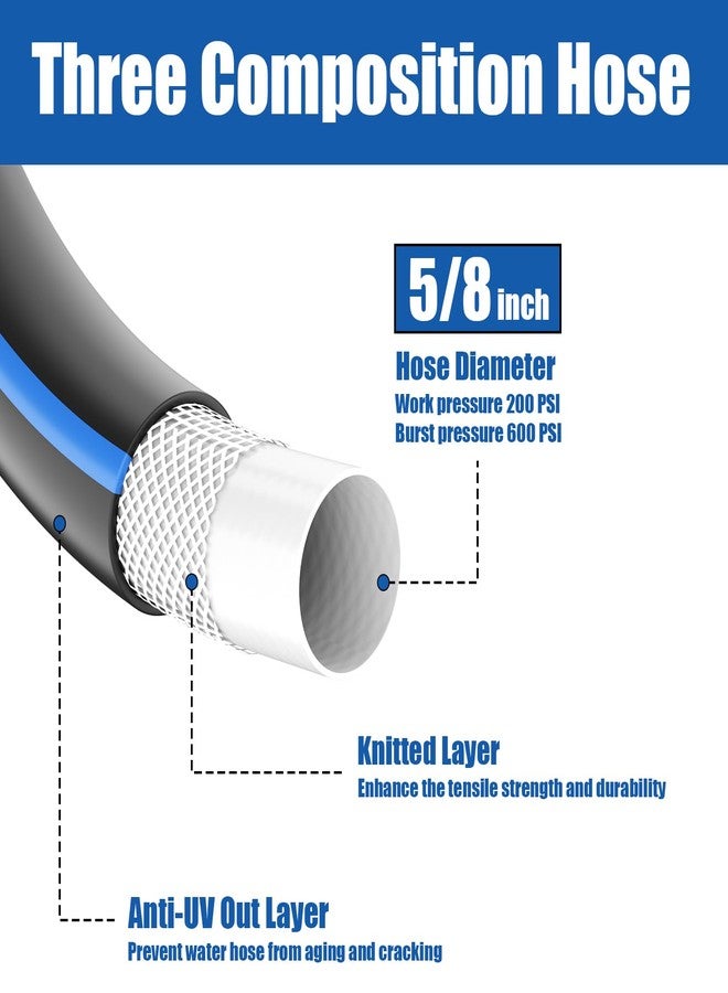 Besiter Heavy Duty Garden Hose 5/8"50FT: Flexible Rubber Water Hose with 10 Function sprayer - Durable Pipe for Outside Campers Farmer - Long Length Easier for Cleaning Lawn Watering Plants - Image 4