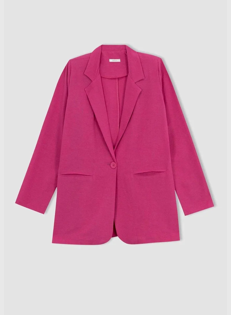 ديفاكتو Woman Regular Fit Crew Neck Blazer