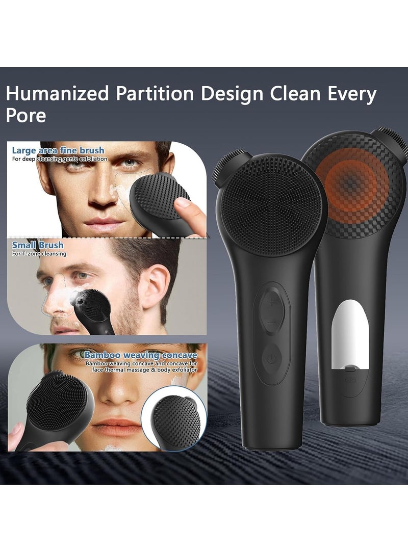 Generic Silicone Face Scrubber, Durable Deep Cleansing Face Exfoliator, Waterproof Rechargeable Facial Cleansing Brush, Vibrating Face Scrub Brush For Men And Women, (1pc, Black) - Image 3