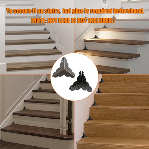 Olldag 36 PCS Stair Dust Inner Corners for Wooden Steps, 25mm Antique Decorative Corner Protectors for Jewelry Box, Vintage Edge Guard with Screws (Bronze) - Image 2
