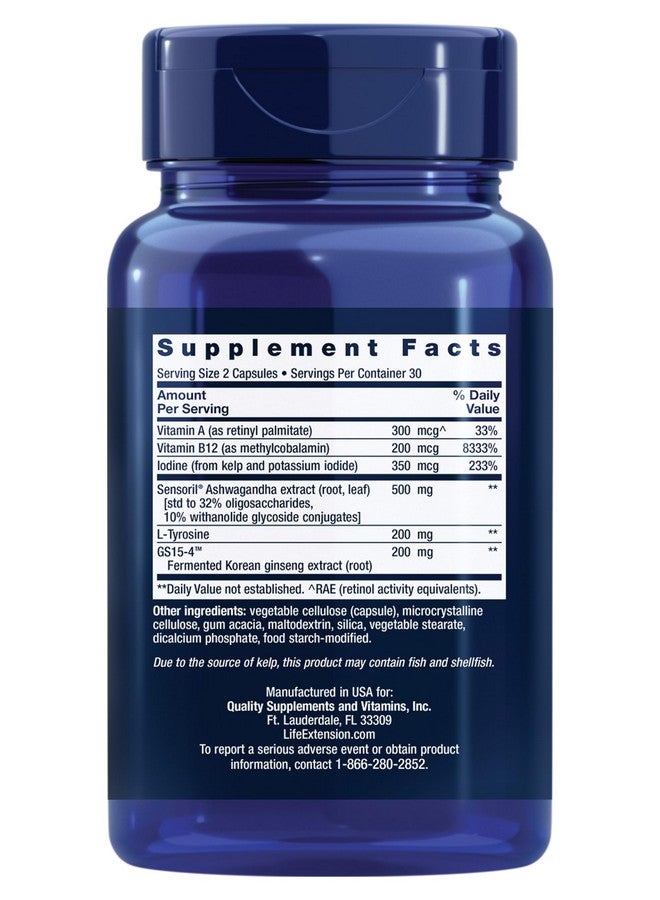 لايف إكستنشن مجمع دعم الغدة الدرقية من لايف إكستنشن - مكمل غذائي لدعم صحة الغدة الدرقية مع فيتامينات أ، ب، اليود، المغنيسيوم، إل-تيروسين، أشواغاندا والجينسنغ للطاقة - خالٍ من الكائنات المعدلة وراثيًا، وخالي من الجلوتين - 60 كبسولة - Image 2