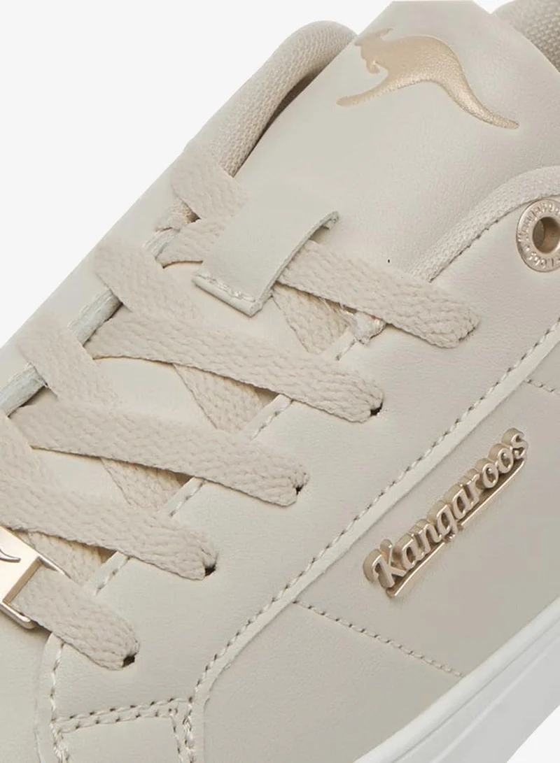 kangaROOS BEIGE Women's Panelled Slip-On Sports Shoes With Metal Accent for Women | Best Price UAE