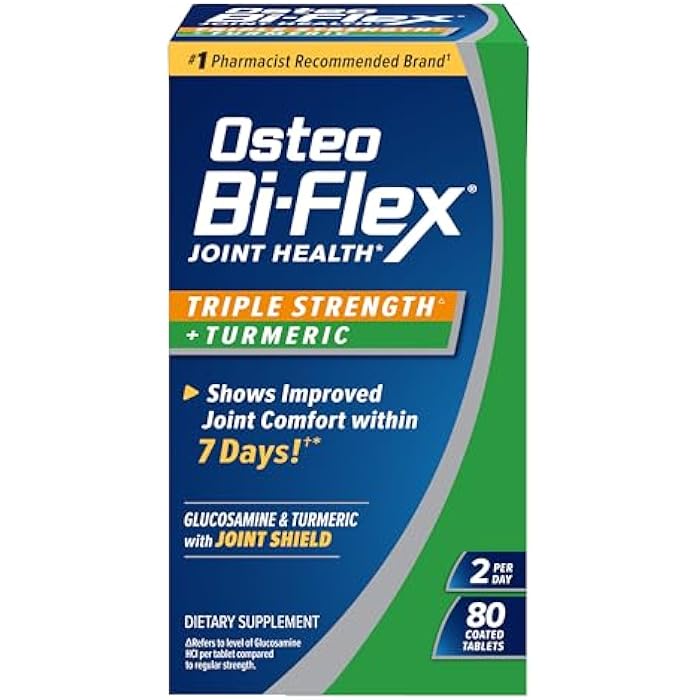 Osteo Bi-Flex Triple Strength Glucosamine Supplement with Turmeric Extract, Improve Joint Function, Antioxidant Power, 80 Coated Tablets - Image 1