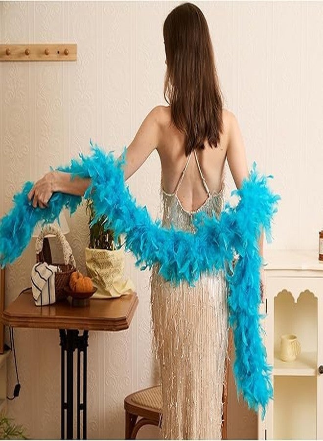 PRP Creation 70 غرام، طول 72 بوصة، وشاح من ريش شانديل، مناسب للرقص، حفلات الزفاف، الحرف اليدوية، الحفلات التنكرية، وديكور أزياء الهالوين (أزرق فاتح) - Image 2