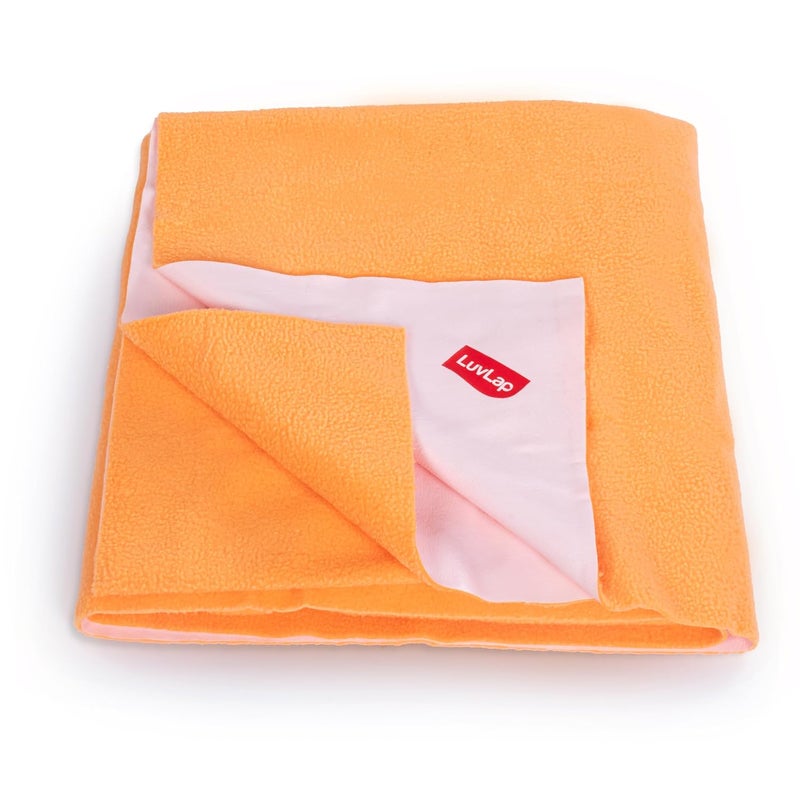 Luvlap LuvLap Instadry Anti-Piling Fleece Extra Absorbent Quick Dry Sheet for Baby, Baby Bed Protector, Waterproof Baby Sheet, Small Size 50x70cm, Pack of 1, Orange  - Image 1