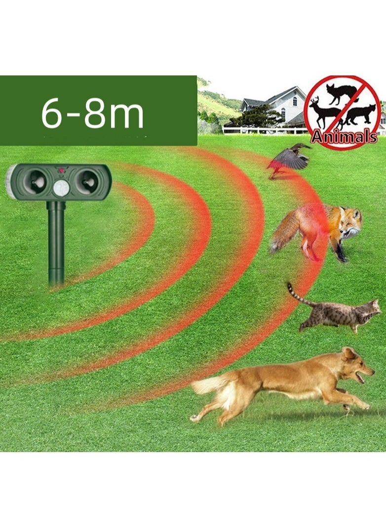 Solar Ultrasonic Animal Repellent Outdoor, Deer Repellent Devices Motion Detection, Waterproof Cat Squirrel Mouse Raccoon Dog Bird Repellent Deterrent with LED Flash Light for Yard Farm Garden