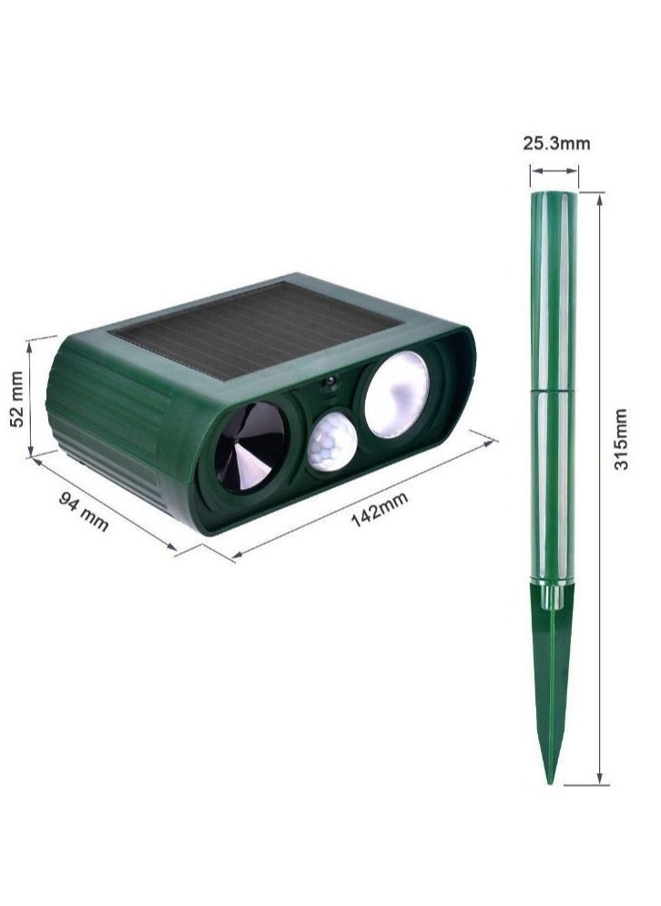 Solar Ultrasonic Animal Repellent Outdoor, Deer Repellent Devices Motion Detection, Waterproof Cat Squirrel Mouse Raccoon Dog Bird Repellent Deterrent with LED Flash Light for Yard Farm Garden
