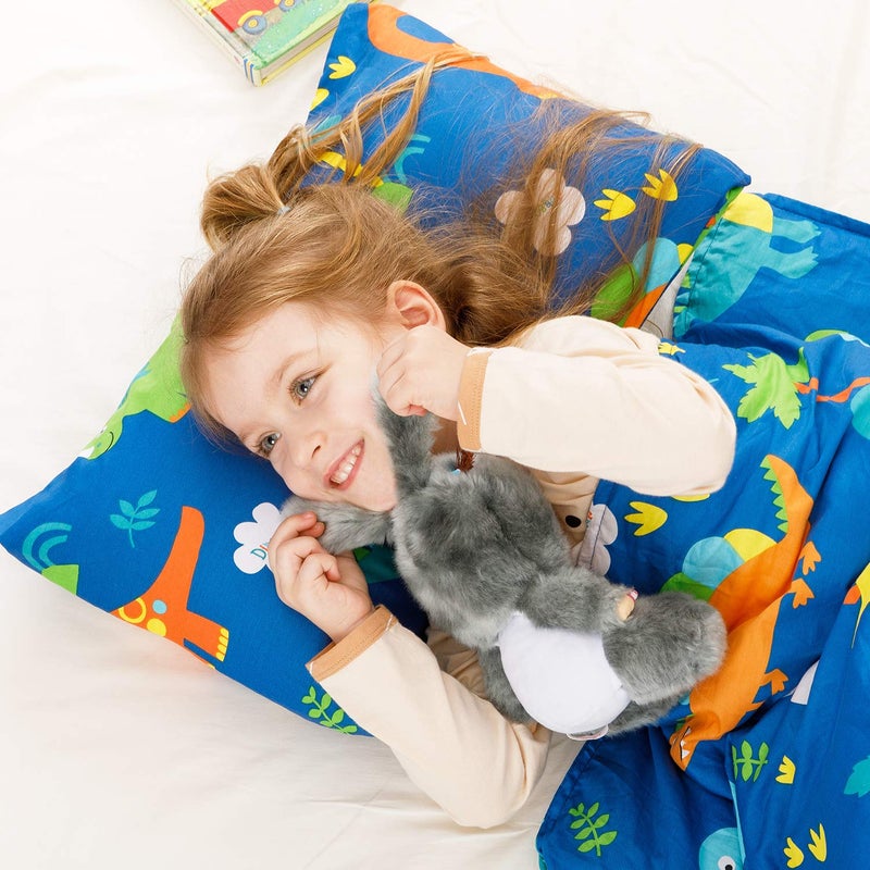 Cottonblue Toddler Pillow with 100% Organic Cotton Pillowcase 14x19, Cottonblue Kids Bedding Pillow for Sleeping, Machine Washable, Boys Pillow and Pillow Cover for Travel, Cot, Bed Set, Blue Dinosaur - Image 4
