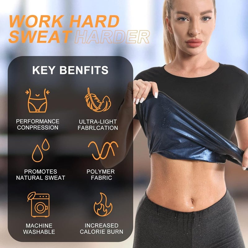 SOLARAE بدلة ساونا للنساء - سترة مدرب الخصر خالية من النيوبرين وبدلة عرق للتدريب الفعال وتشكيل الجسم L/XL - Image 2