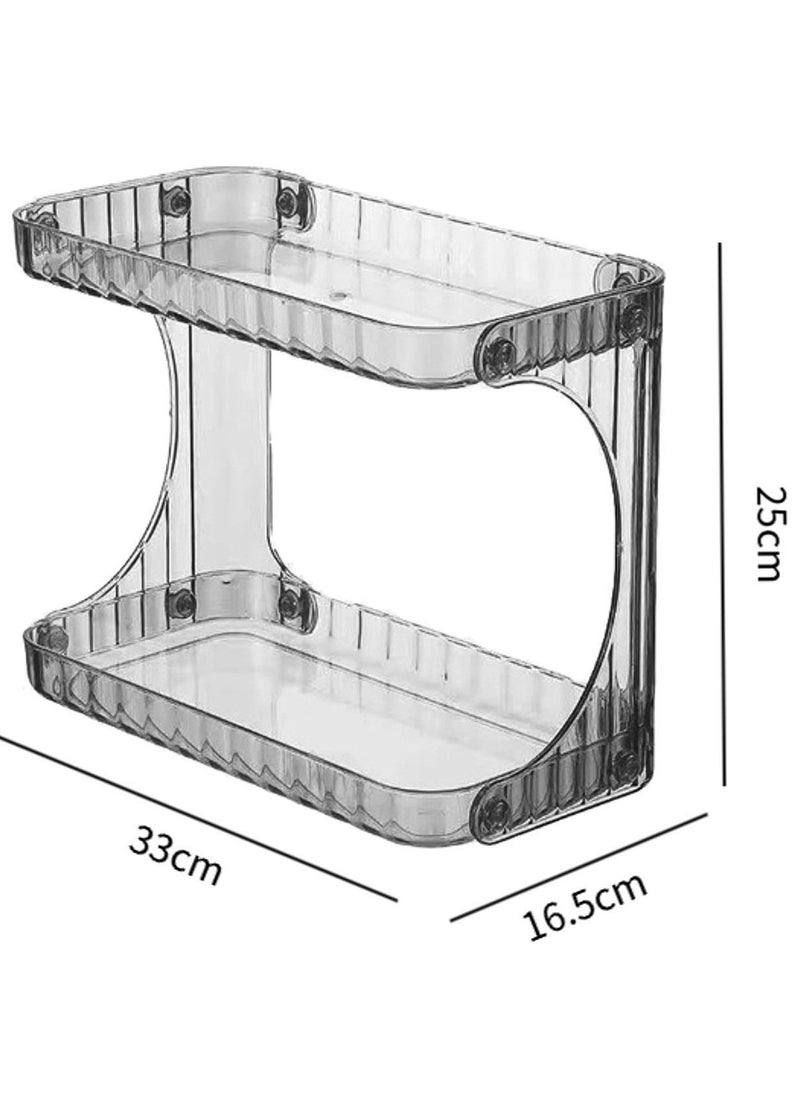 VIO Multifunctional 2 Tier Acrylic Cosmetic Organizer Storage Shelf Caddy Stand Countertop Makeup Rack Vanity Tray for Toiletries Perfume Jewelry Storage Shelf for Dresser Home Kitchen  - Image 4