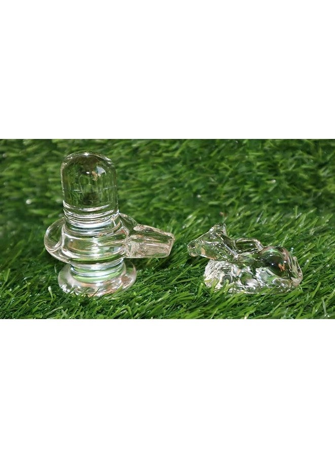A & S VENTURES A&S Ventures Natural Crystal Sphatik Shivling with Nandi for Puja, Table-Home Decor, Car Dashboard and Gift (Size 5cm Approx) - Image 3