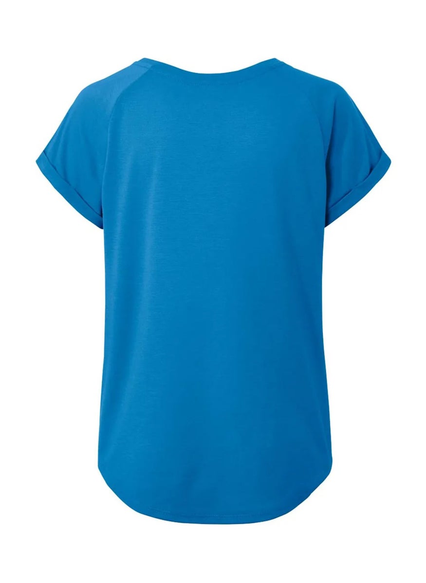 Tchibo Women V-Neck Short Sleeves Plain T-Shirt, Blue  - Image 3