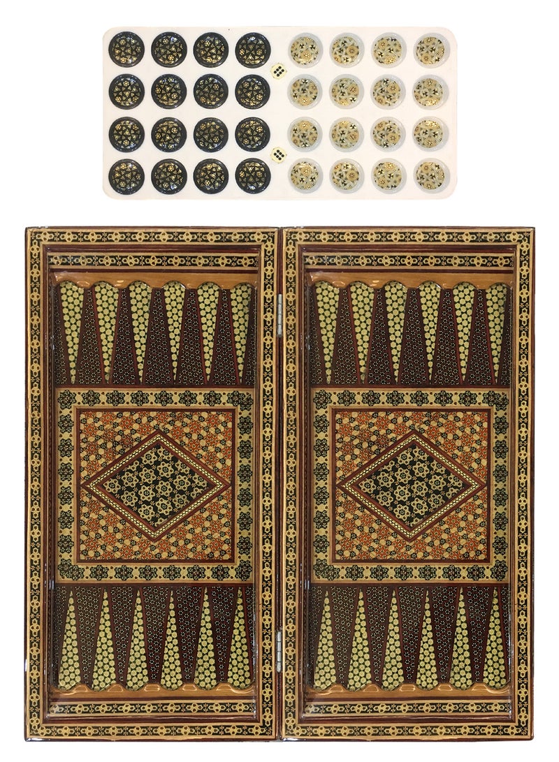 MARGOUN Handmade Persian Khatam Chess Set with Backgammon and Marble Stone Pieces – A Timeless Masterpiece 50x50cm - Image 5