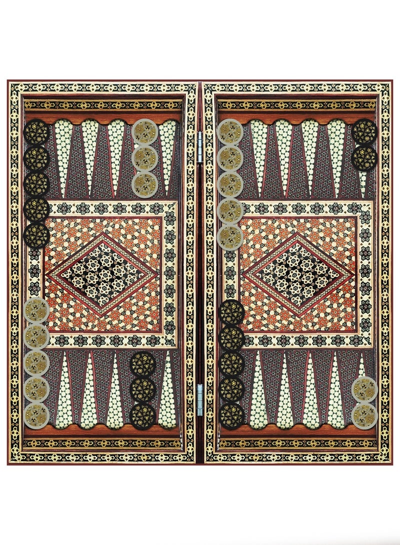 MARGOUN Handmade Persian Khatam Chess Set with Backgammon and Marble Stone Pieces – A Timeless Masterpiece 50x50cm - Image 4