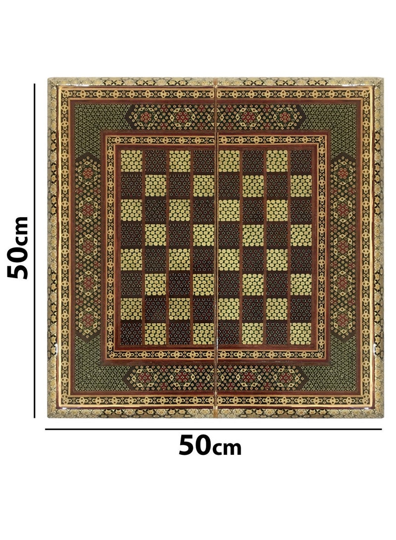 MARGOUN طقم شطرنج خاتم الفارسي المصنوع يدويًا مع قطع الطاولة وقطع الحجر الرخامي – تحفة خالدة 50x50 سم - Image 5