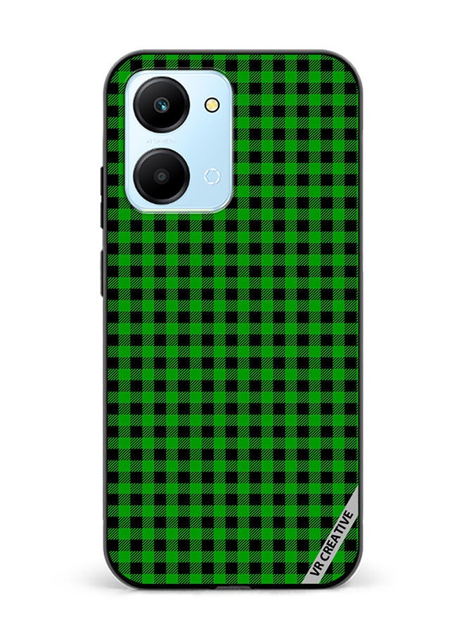 VR CREATIVE Protective Case Cover For Honor Play7T Green And Black Buffalo Plaid Texture Checkered Seamless Pattern Design Multicolour - Image 1
