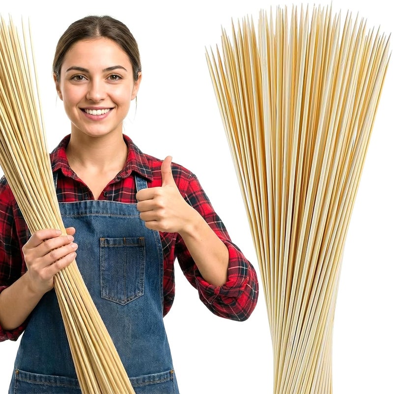 CrazyTerra Extra Long 36" Bamboo Smores Sticks (150 Pcs), Marshmallow Roasting Sticks for Fire Pit, 5mm Heavy Duty Wooden Skewers for Smore Hot Dog Barbecue Thick Sticks - Image 1