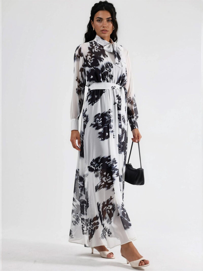 Jennyfer Floral Maxi Dress with Button Closure and Tie Detail - Image 4