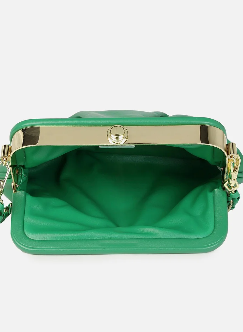 صوص هاوت حقيبة كروس بودي خضراء لامعة + حقيبة يد