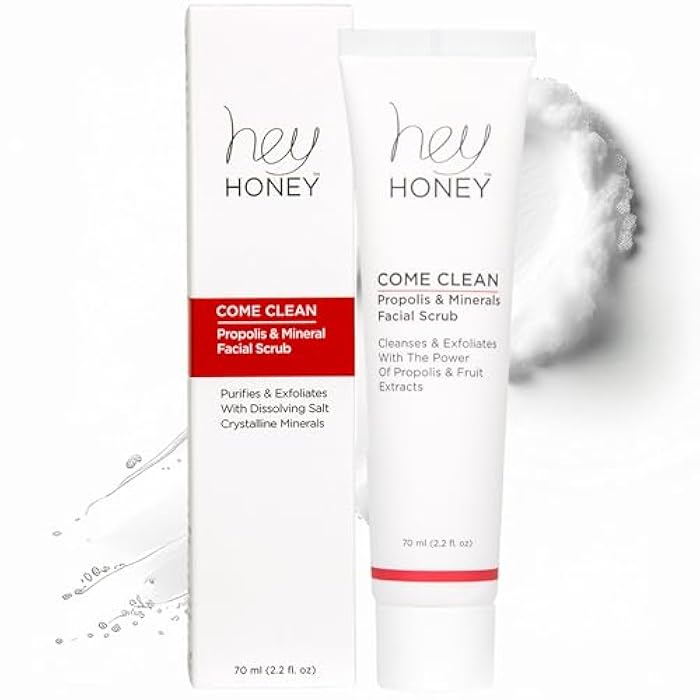 Hey Honey Skincare Propolis and Dead Sea Salt Microdermabrasion Facial Scrub For Sensitive Skin | Non-Abrasive Exfoliating Aimed Brighten Acne Scars, Remove Blackheads & Dead Skin Cells | 2.2 oz - Image 1
